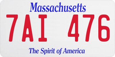 MA license plate 7AI476