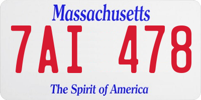 MA license plate 7AI478
