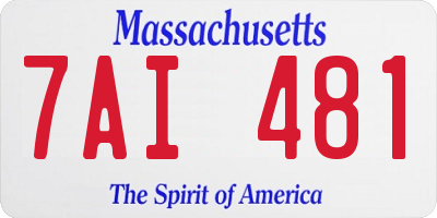 MA license plate 7AI481