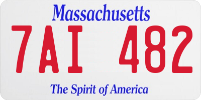MA license plate 7AI482