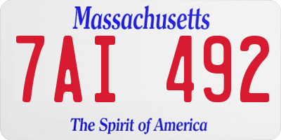 MA license plate 7AI492