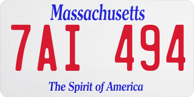 MA license plate 7AI494