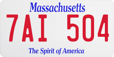 MA license plate 7AI504
