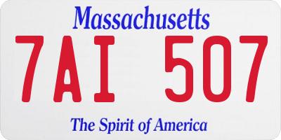 MA license plate 7AI507