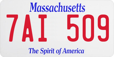 MA license plate 7AI509