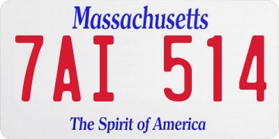 MA license plate 7AI514