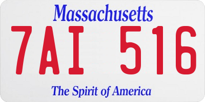 MA license plate 7AI516