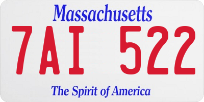 MA license plate 7AI522