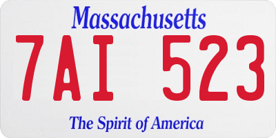 MA license plate 7AI523