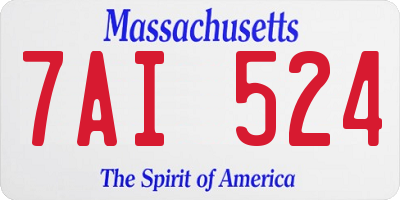 MA license plate 7AI524