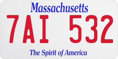 MA license plate 7AI532