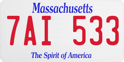 MA license plate 7AI533