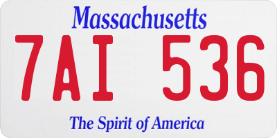 MA license plate 7AI536