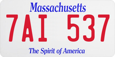MA license plate 7AI537