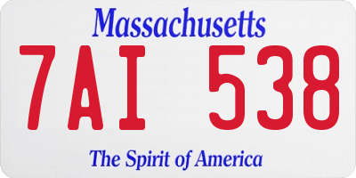MA license plate 7AI538