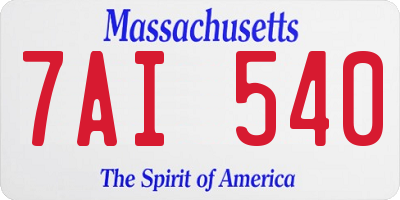 MA license plate 7AI540