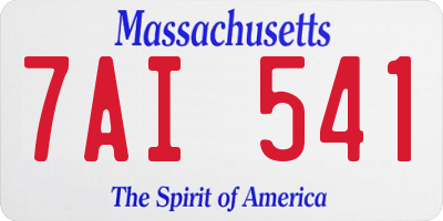 MA license plate 7AI541