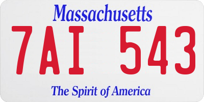 MA license plate 7AI543