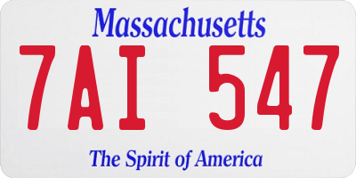 MA license plate 7AI547