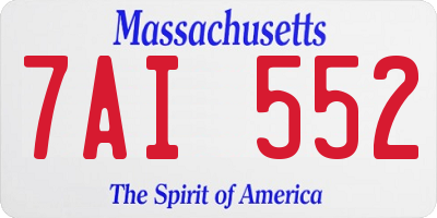 MA license plate 7AI552