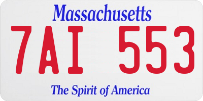 MA license plate 7AI553