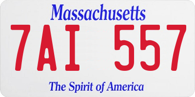 MA license plate 7AI557