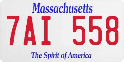 MA license plate 7AI558