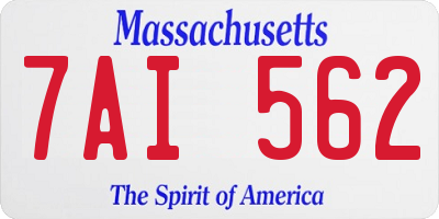 MA license plate 7AI562