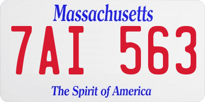 MA license plate 7AI563