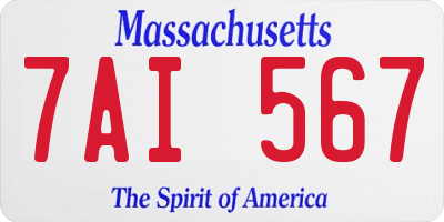 MA license plate 7AI567