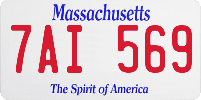 MA license plate 7AI569