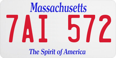 MA license plate 7AI572