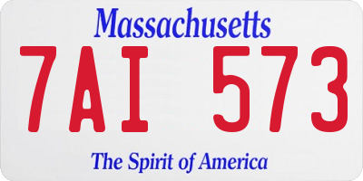 MA license plate 7AI573