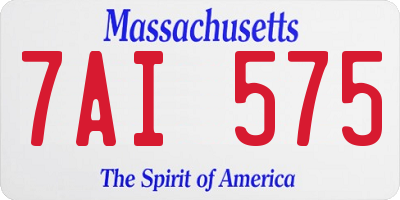 MA license plate 7AI575