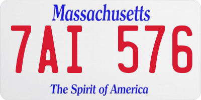 MA license plate 7AI576