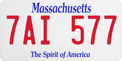 MA license plate 7AI577