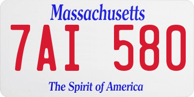 MA license plate 7AI580