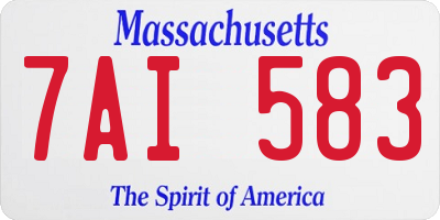 MA license plate 7AI583