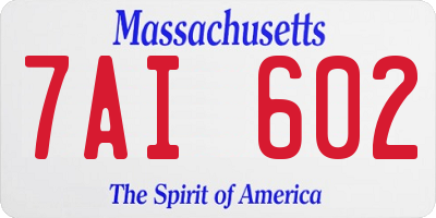 MA license plate 7AI602