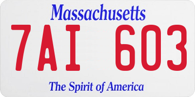 MA license plate 7AI603