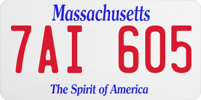MA license plate 7AI605