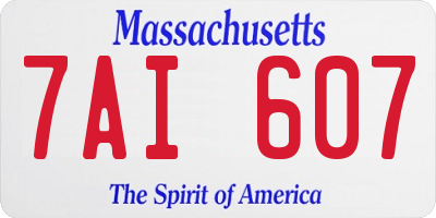 MA license plate 7AI607