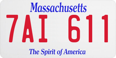MA license plate 7AI611
