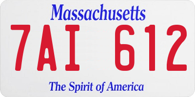 MA license plate 7AI612