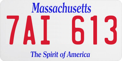 MA license plate 7AI613