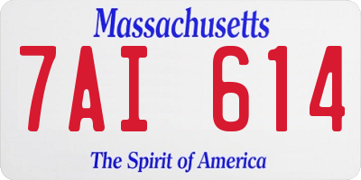 MA license plate 7AI614