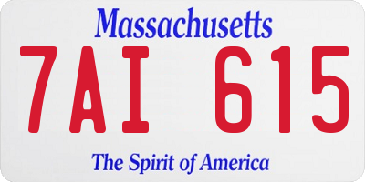 MA license plate 7AI615