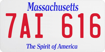 MA license plate 7AI616