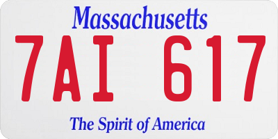 MA license plate 7AI617