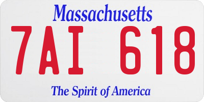 MA license plate 7AI618